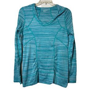 Zella Aqua Blue Activewear Lightweight Pullover Hoodie ThumbHoles  Women’s L